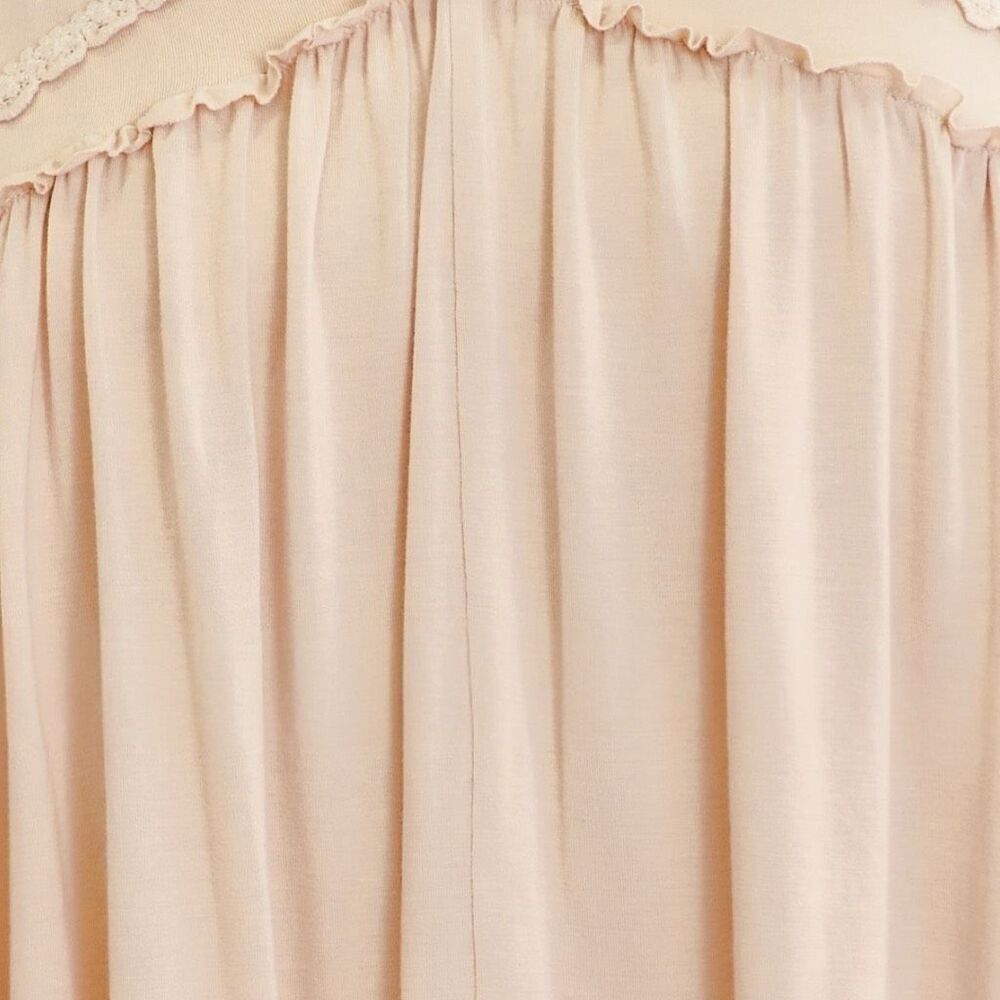 POL Tank Beige Lace Trim Boho Babydoll Sleeveless Top Ruffle Raw Edge Detail NEW - Picture 13 of 13